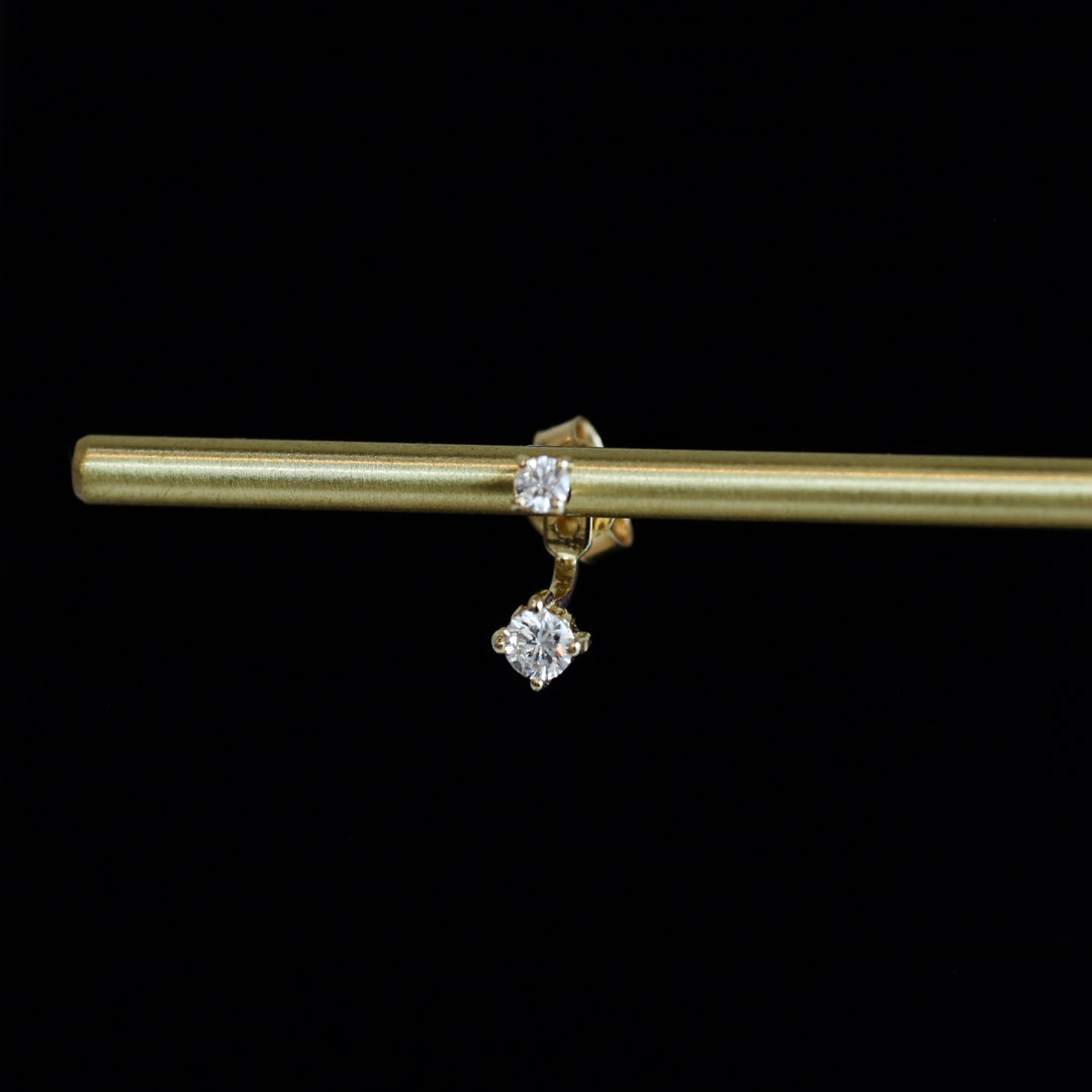 Lab Grown Diamond Ear Jacket Earrings with 0.05 & 0.1 ct Diamonds in 14K Solid Gold (Single or Pair)
