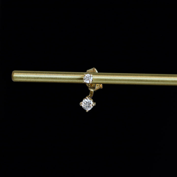 Lab Grown Diamond Ear Jacket Earrings with 0.05 & 0.1 ct Diamonds in 14K Solid Gold (Single or Pair)