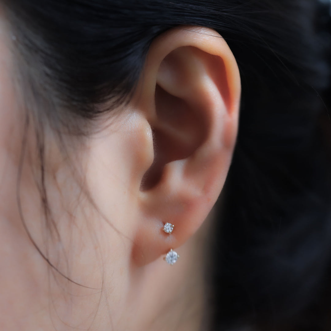 Lab Grown Diamond Ear Jacket Earrings with 0.05 & 0.1 ct Diamonds in 14K Solid Gold (Single or Pair)