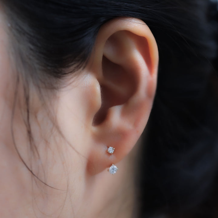 Lab Grown Diamond Ear Jacket Earrings with 0.05 & 0.1 ct Diamonds in 14K Solid Gold (Single or Pair)