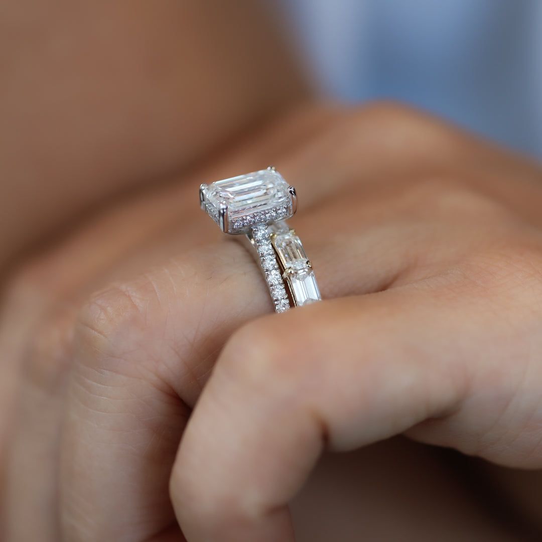 East-West Emerald-Cut Lab Diamond Eternity Band Ring