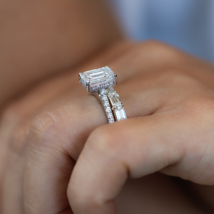East-West Emerald-Cut Lab Diamond Eternity Band Ring