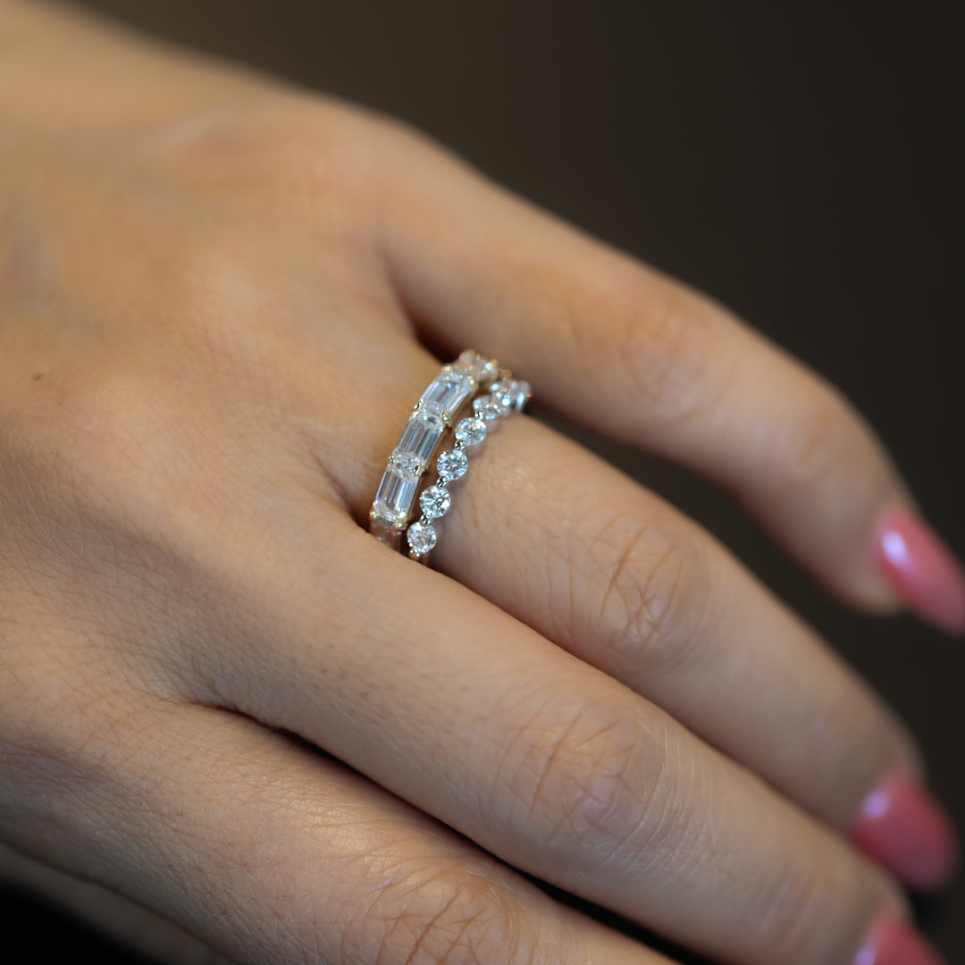 East-West Emerald-Cut Lab Diamond Eternity Band Ring