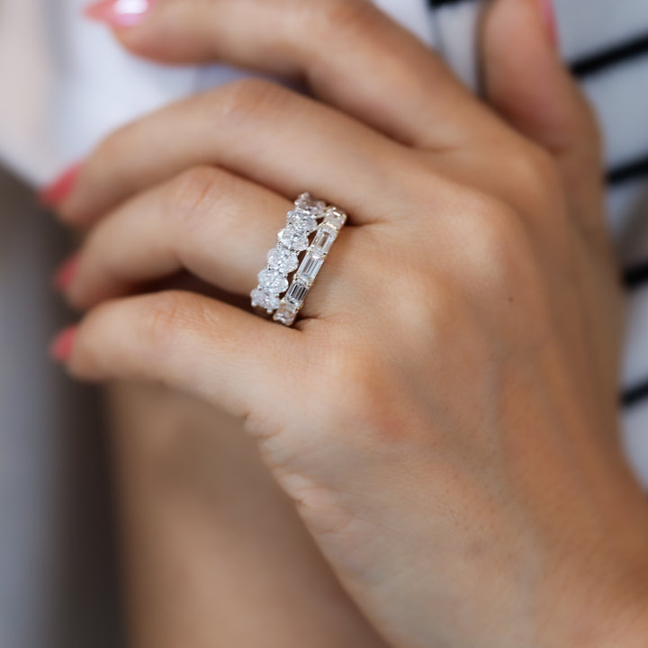 East-West Emerald-Cut Lab Diamond Eternity Band Ring