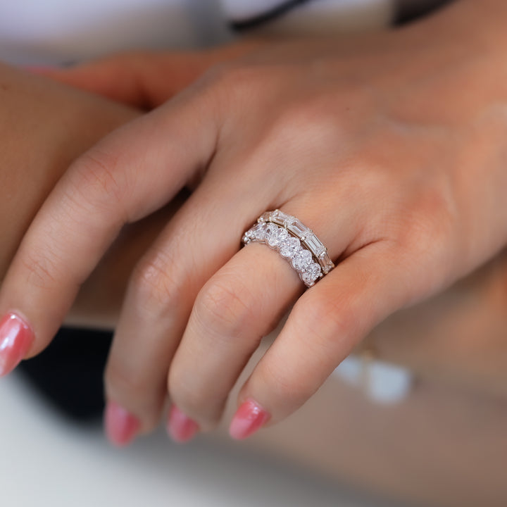 East-West Emerald-Cut Lab Diamond Eternity Band Ring