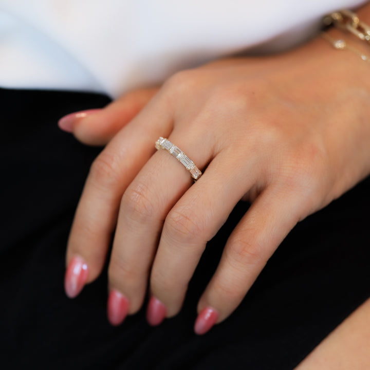 East-West Emerald-Cut Lab Diamond Eternity Band Ring