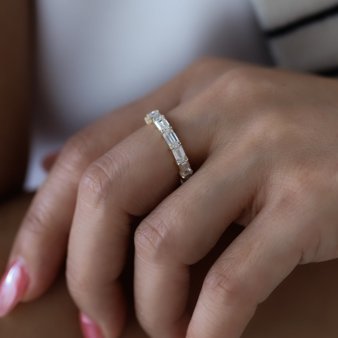 East-West Emerald-Cut Lab Diamond Eternity Band Ring