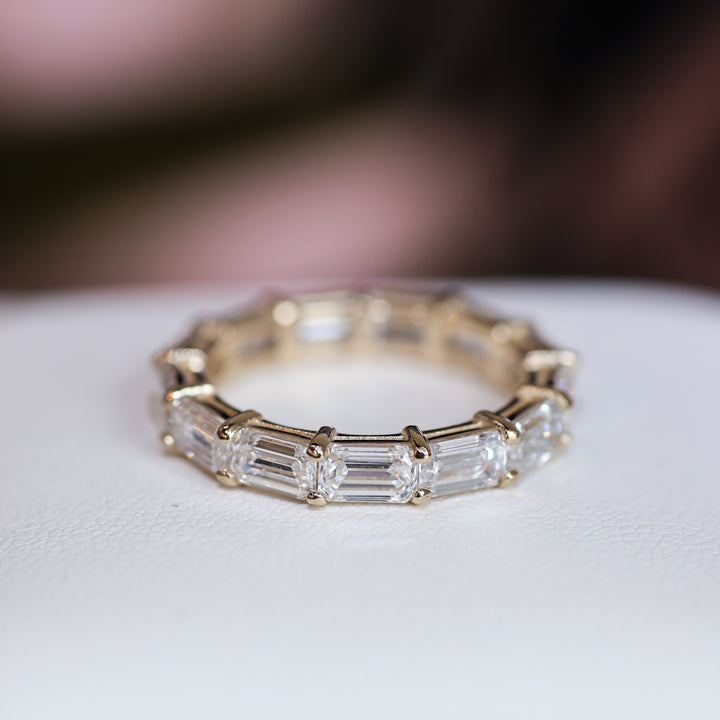 East-West Emerald-Cut Lab Diamond Eternity Band Ring