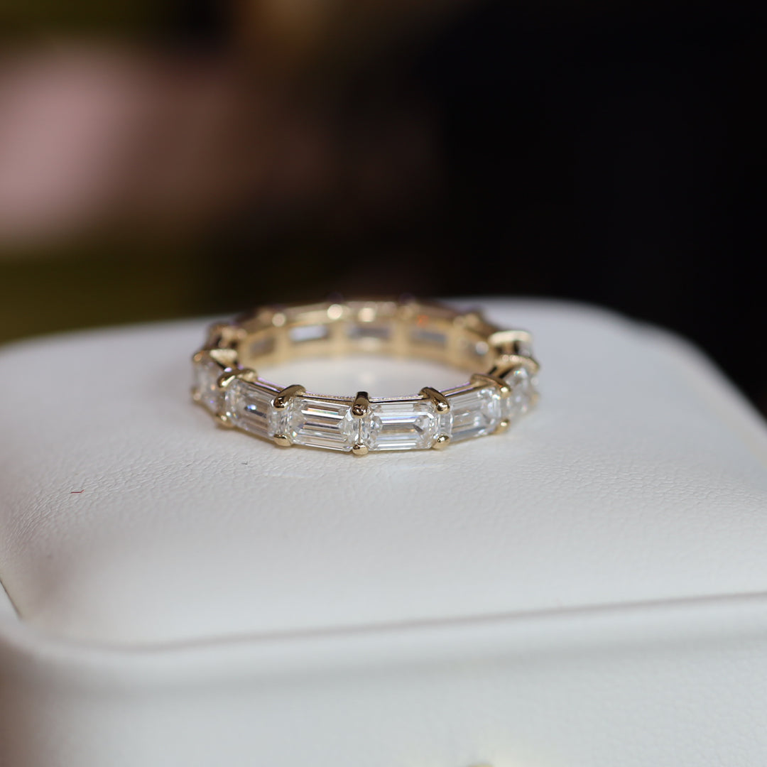 East-West Emerald-Cut Lab Diamond Eternity Band Ring
