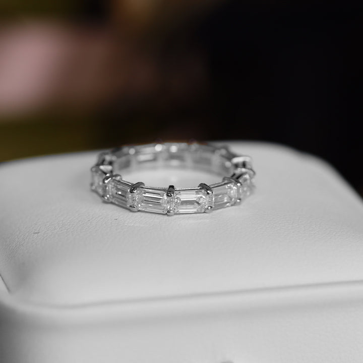 East-West Emerald-Cut Lab Diamond Eternity Band Ring