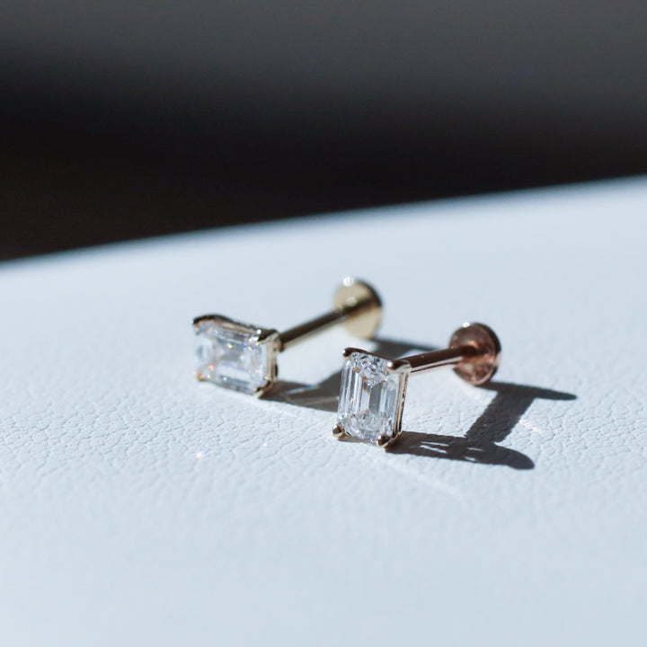 Petite Emerald Lab Grown Diamond Stud Earrings - 0.5 ct.tw. per pair (Single or Pair)