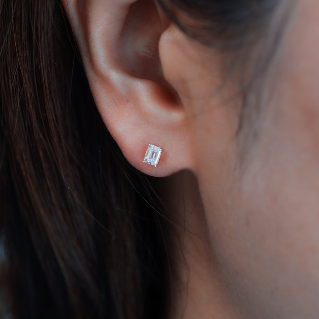 Petite Emerald Lab Grown Diamond Stud Earrings - 0.5 ct.tw. per pair (Single or Pair)