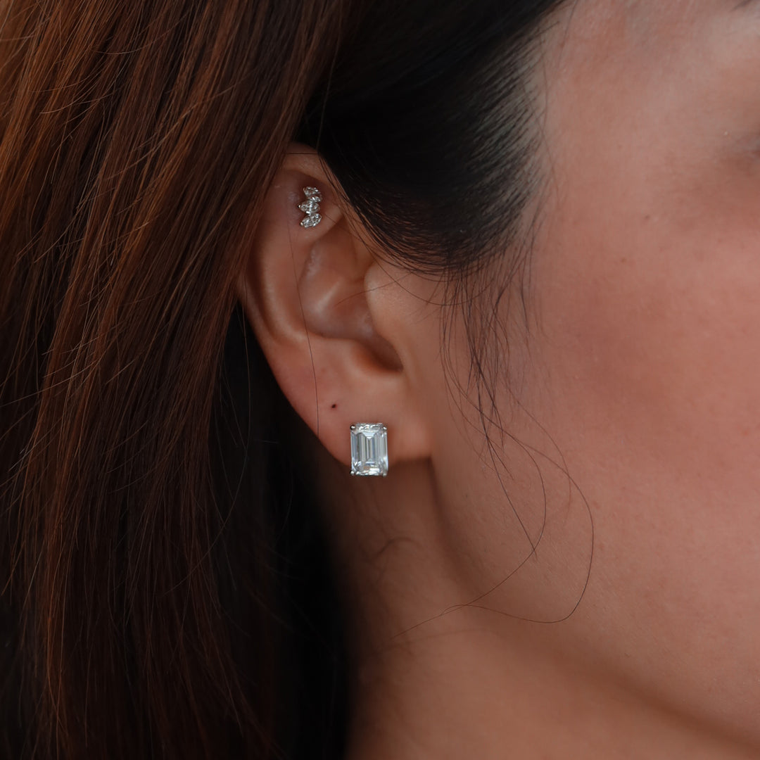 4 ctw (2 ct. per side) Emerald Certified Lab Grown Diamond Stud Earrings