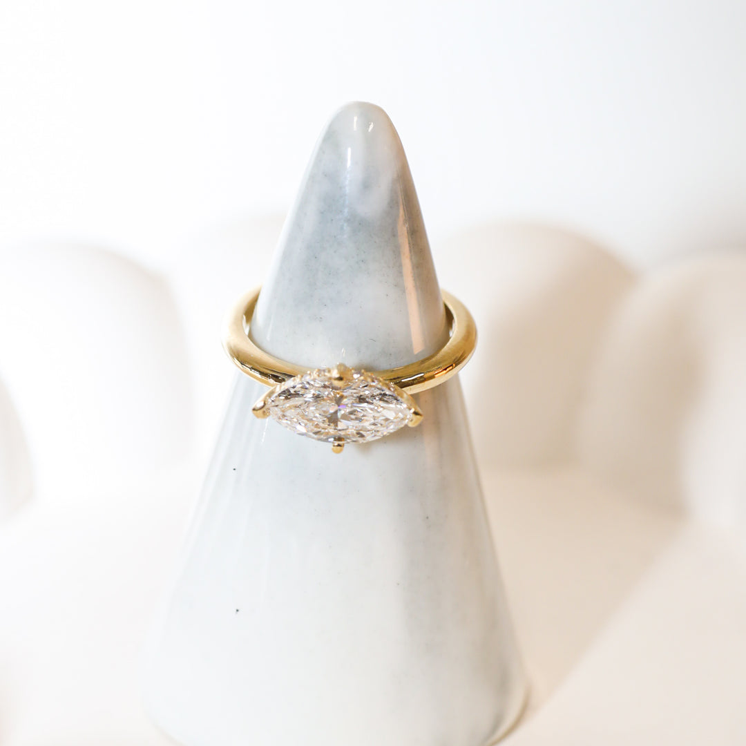 1 ct Marquise Cut Diamond East West Engagement RIng
