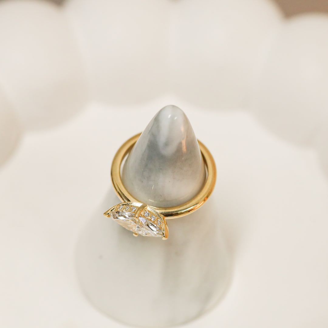 1 ct Marquise Cut Diamond East West Engagement RIng