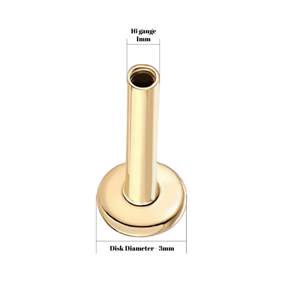 14K Solid Gold Earring Back - Flat Back Post