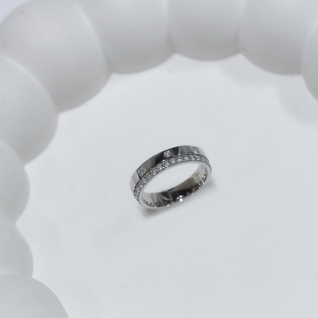 Double Ring - Lab Diamond 8 stones Flush Set & Eternity Pavé Wedding Band 4.3mm