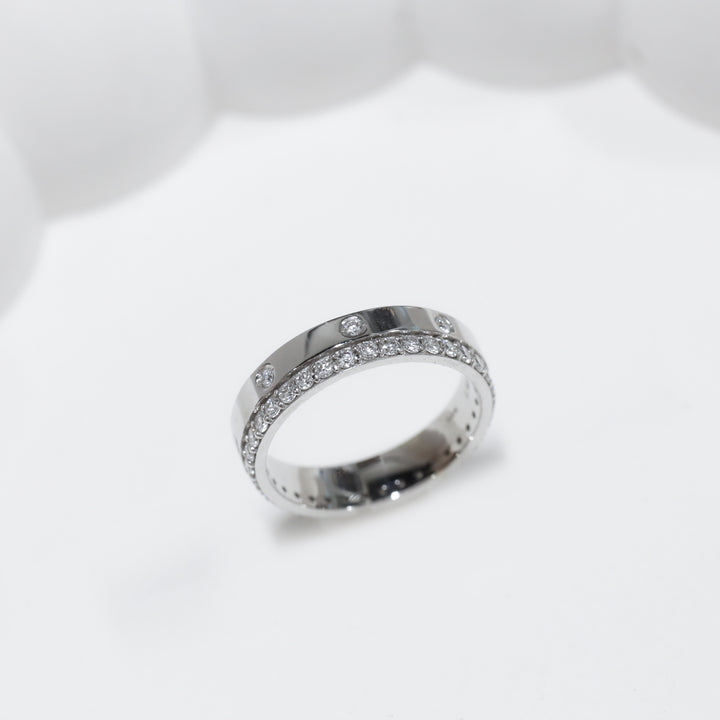 Double Ring - Lab Diamond 8 stones Flush Set & Eternity Pavé Wedding Band 4.3mm