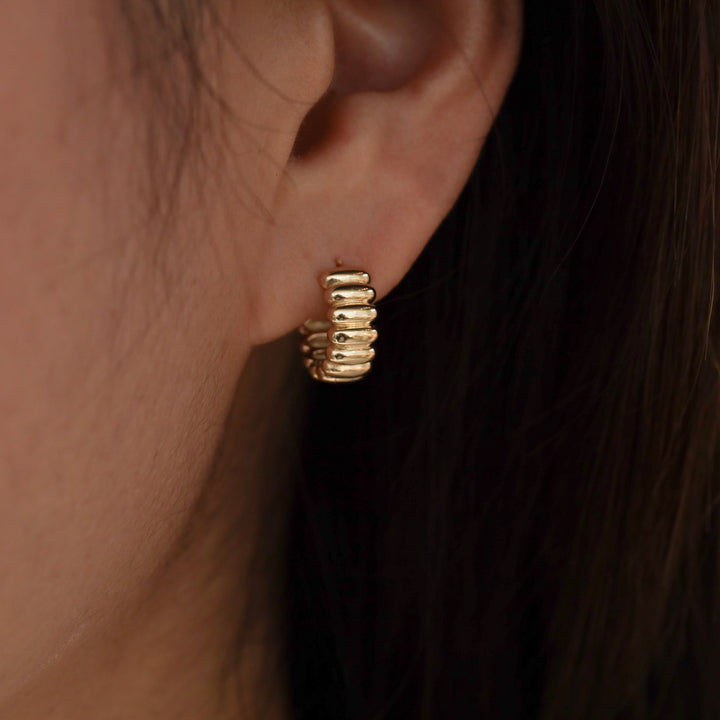 Fluted Ribbed Textured Hoop Earrings