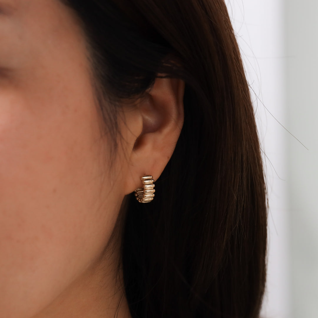 Fluted Ribbed Textured Hoop Earrings
