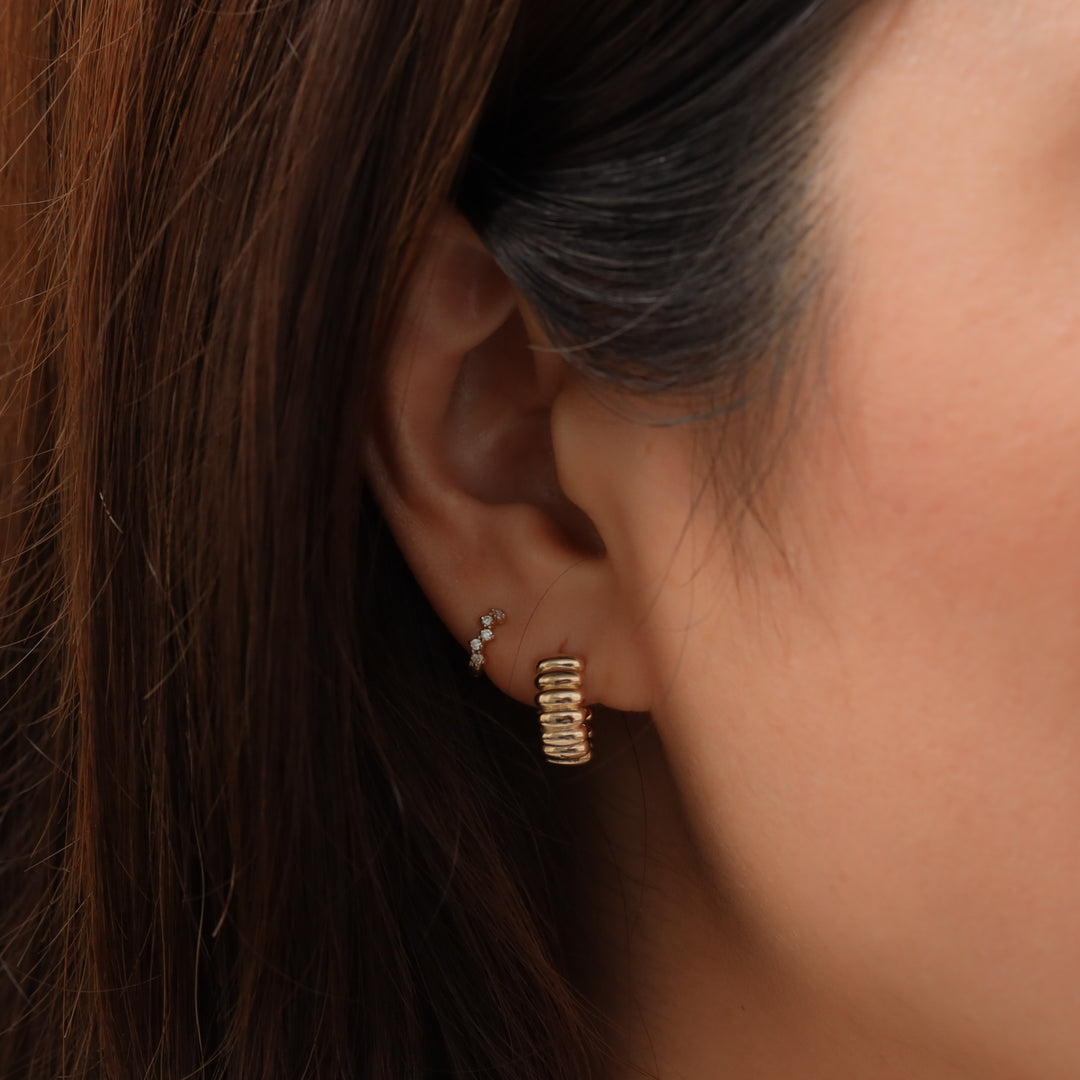Fluted Ribbed Textured Hoop Earrings
