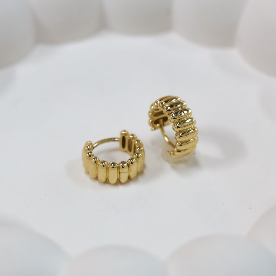 Fluted Ribbed Textured Hoop Earrings