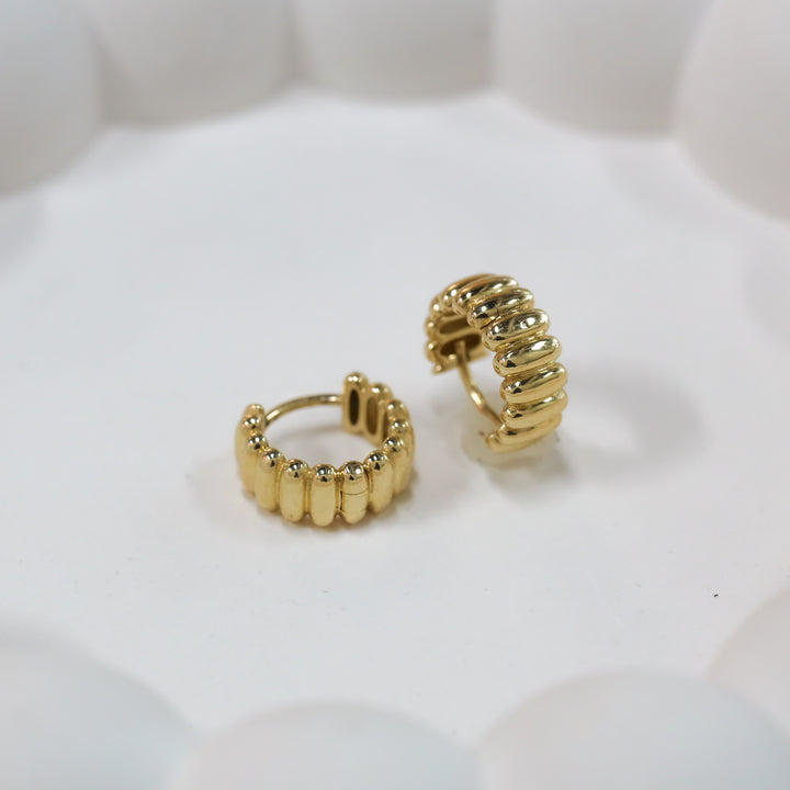 Fluted Ribbed Textured Hoop Earrings
