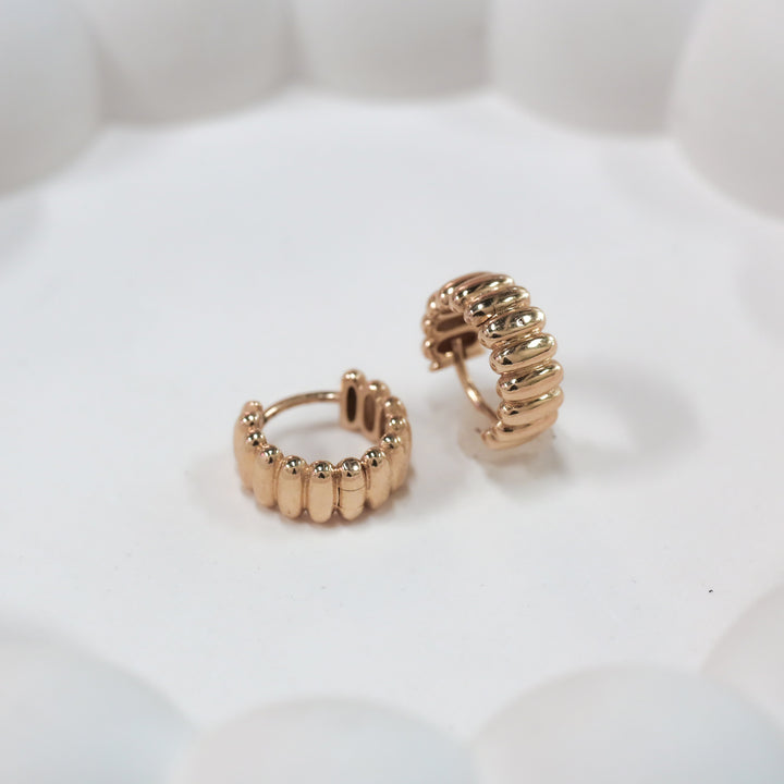 Fluted Ribbed Textured Hoop Earrings