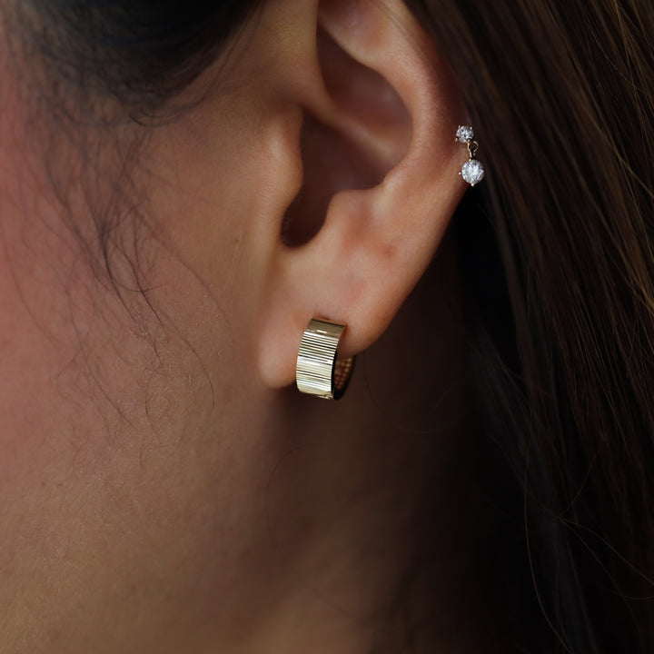 Fluted Huggie Hoop Earrings