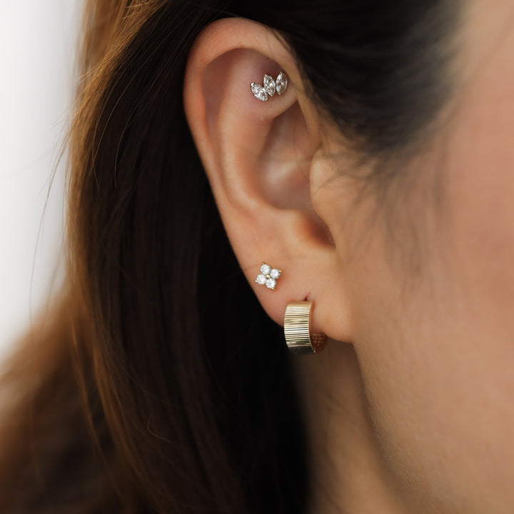 Fluted Huggie Hoop Earrings