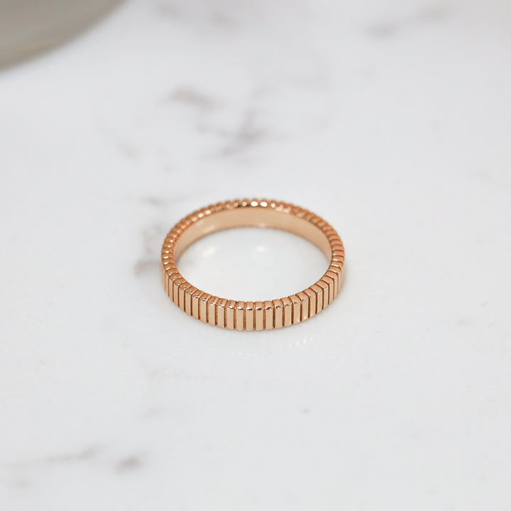 Fluted Stackable Ribbed 14K Gold Ring