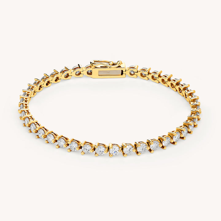 Lab Grown Diamond Brilliant Cut 3 Prong Tennis Bracelet in 14K Solid Yellow Gold (1.5 ct - 5 ct)