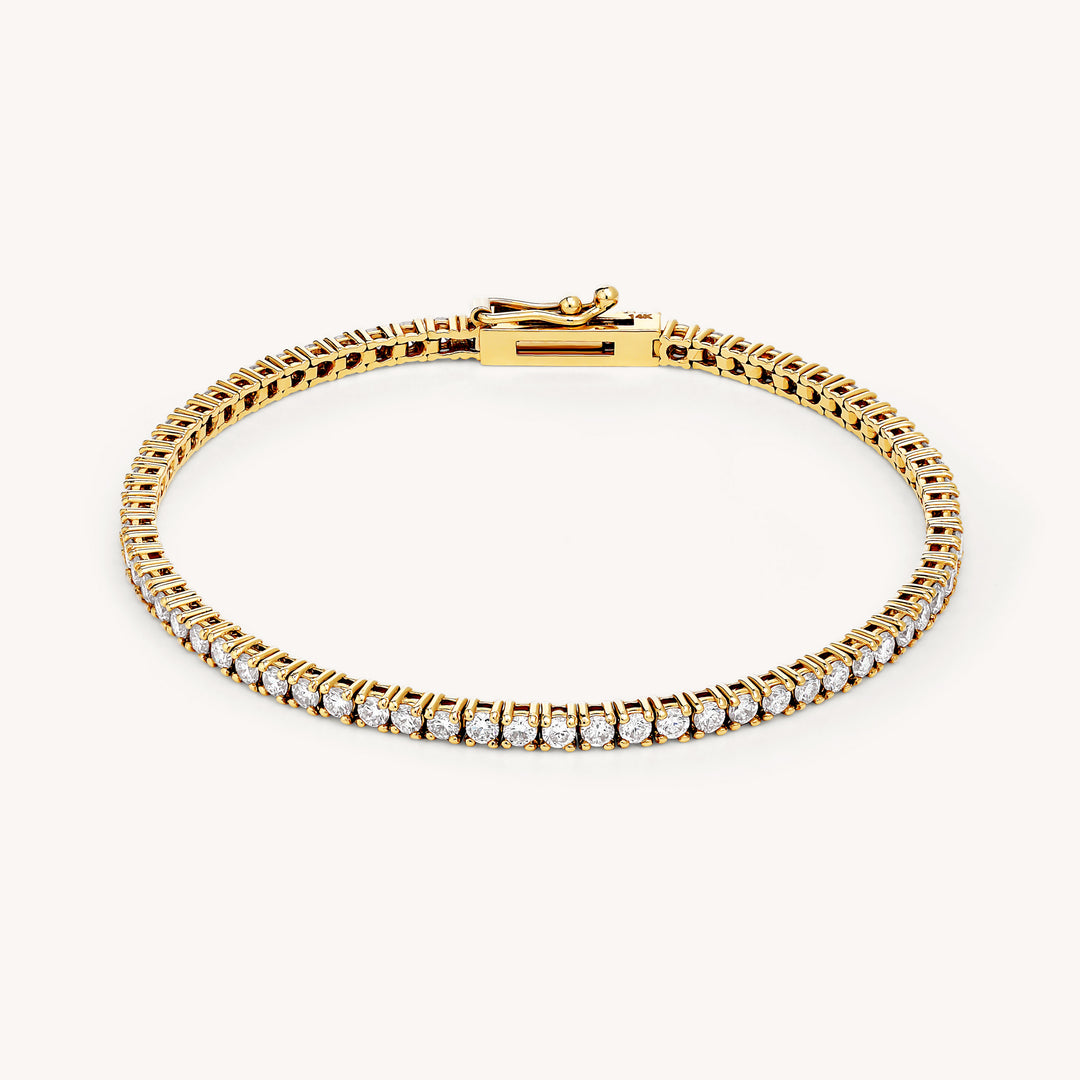 Lab Grown Diamond 4 Prong Tennis Bracelet in 14K Solid Gold (1.5 ct - 5 ct)