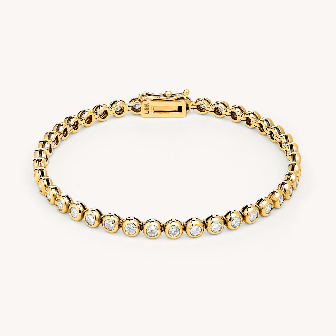 Lab Grown Diamond Bezel Tennis Bracelet in 14K Solid Gold (1.5 ct - 10 ct)