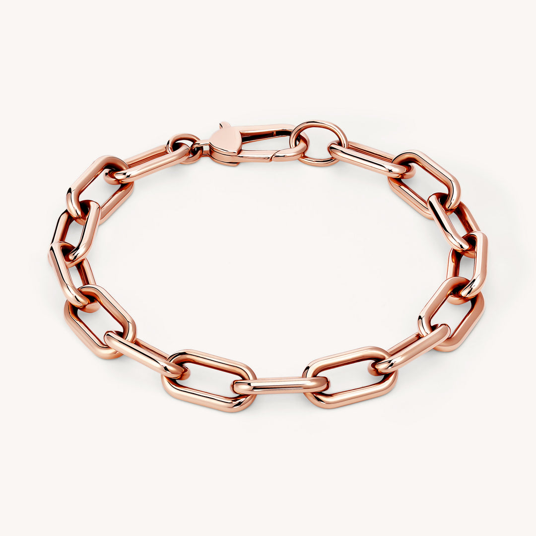 Chunky Chain Paperclip Bracelet 1.5mm 14K Solid Gold