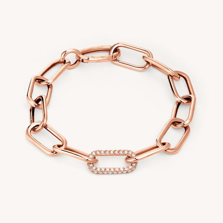 Chunky Chain Paperclip Bracelet 1.5mm – 14K Solid Gold with Pavé-set Lab Diamonds