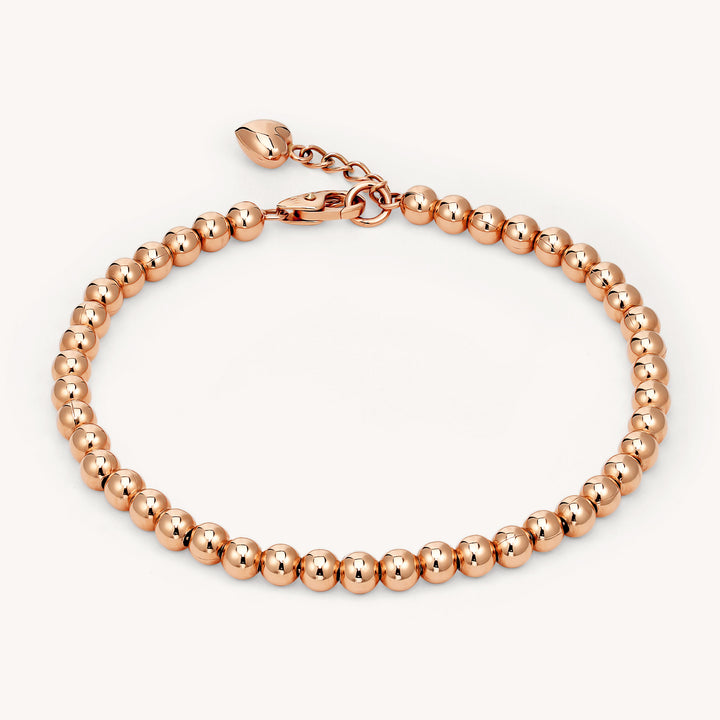 Beads Ball Chain 14K Solid Gold Bracelet - 4mm (Optional Heart Charm)