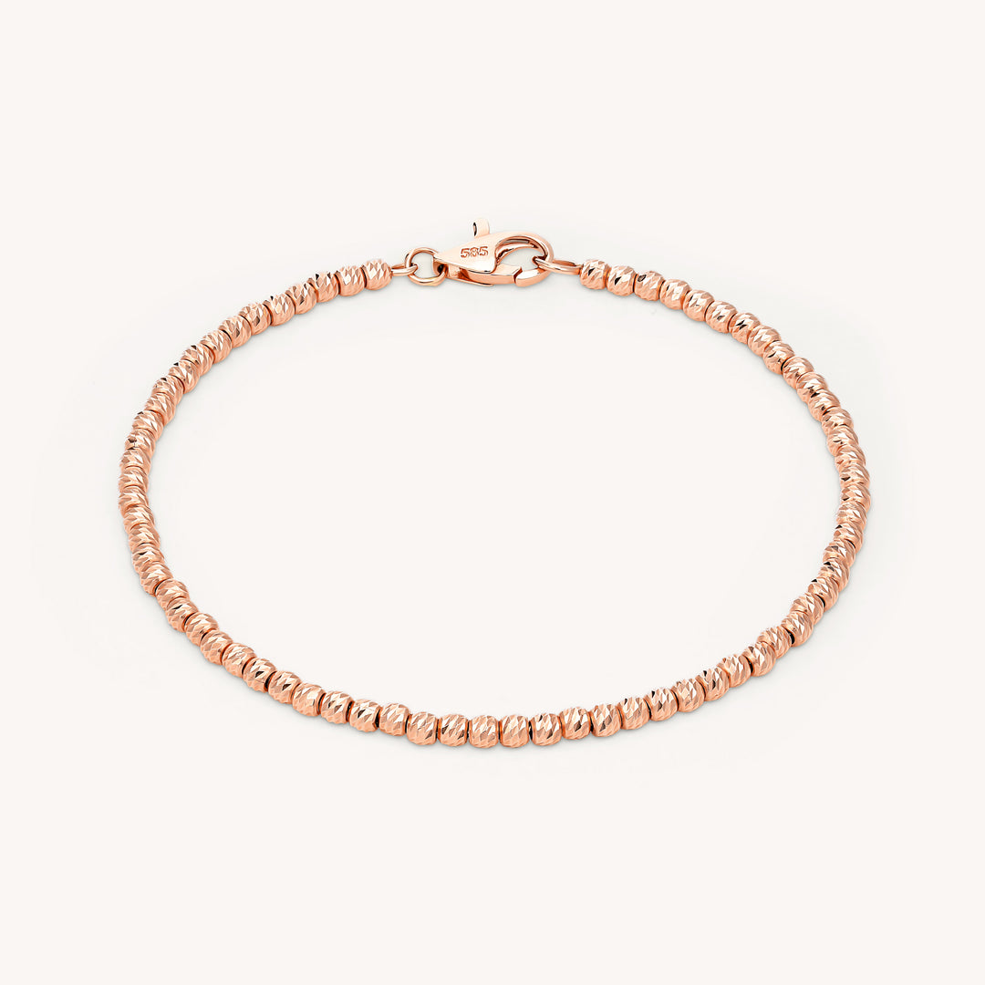 Rain Cut Beaded 14K Gold Bracelet 2.5mm