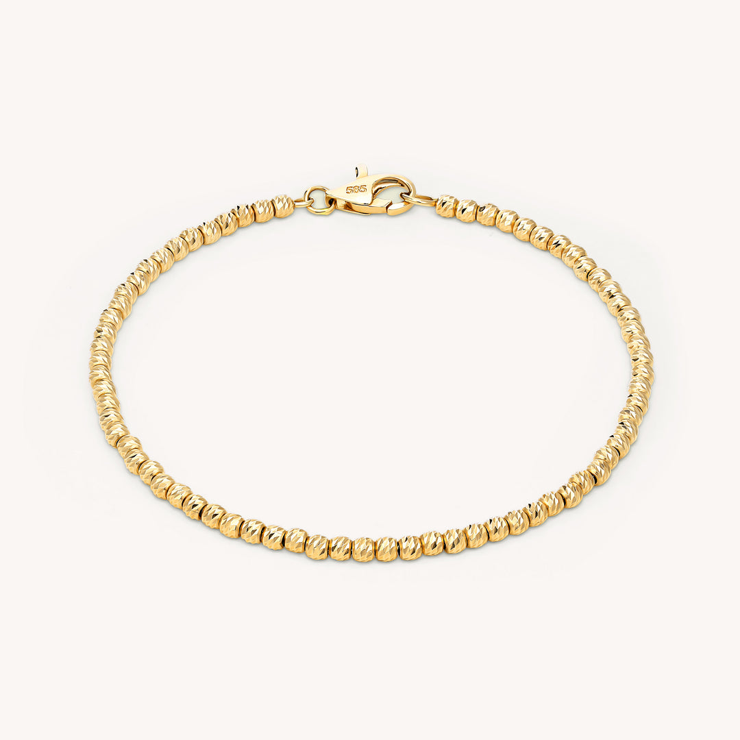 Rain Cut Beaded 14K Gold Bracelet 2.5mm