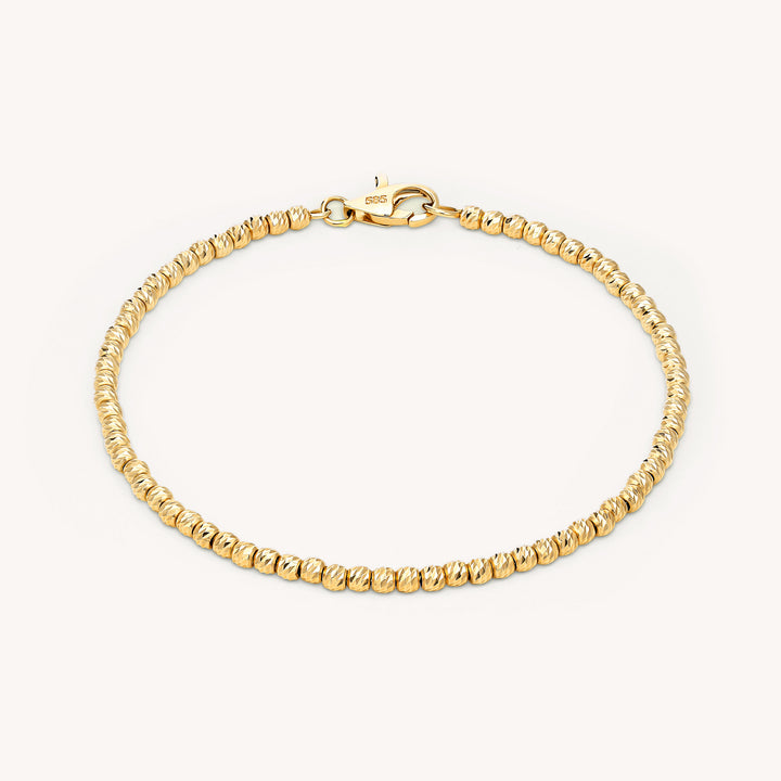 Rain Cut Beaded 14K Gold Bracelet 2.5mm