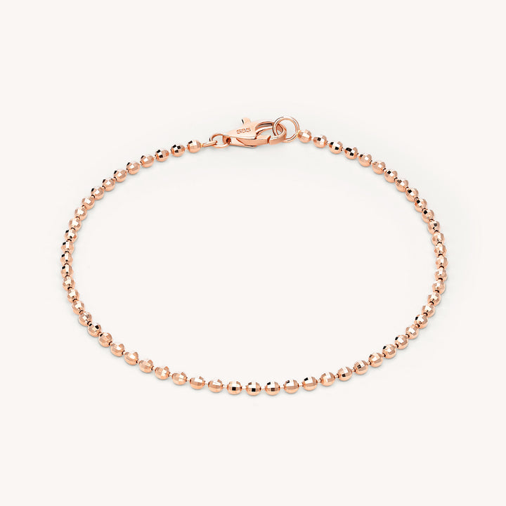 Beaded Bracelet with Diamond Cut / Disco Ball Shape 14K Gold Bracelet (1.5mm - 2mm)