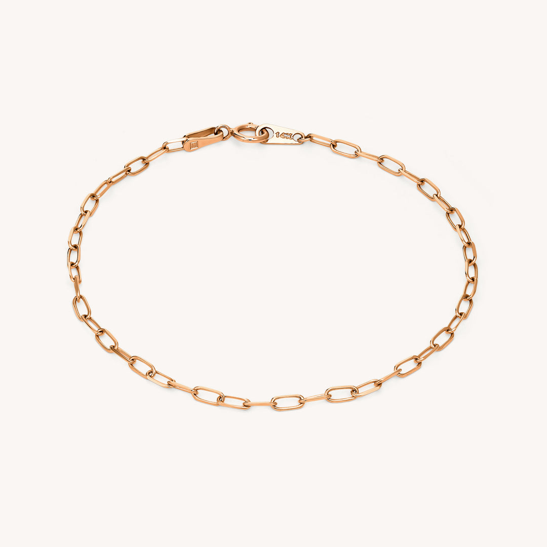 Mini Paper Clip 14K Gold Bracelet - 3mm