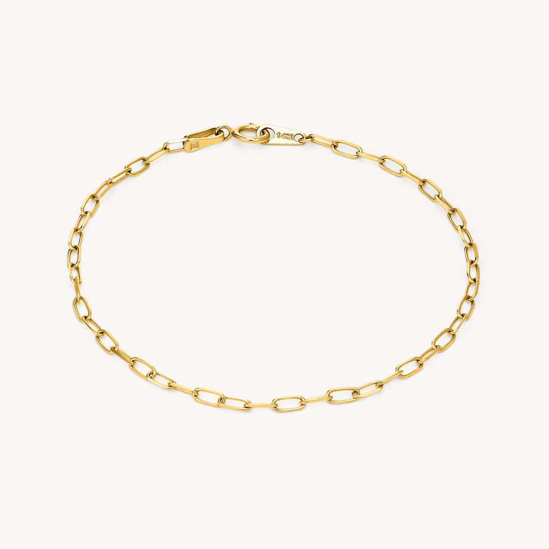 Mini Paper Clip 14K Gold Bracelet - 3mm