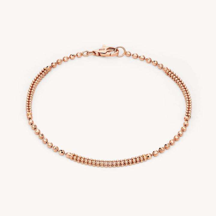 Alternate Style Beads Chain–Textured 14K Beaded Bracelet with Fine Detailing
