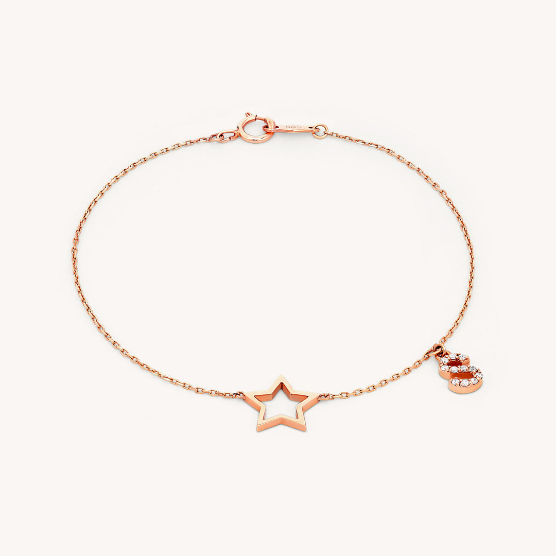 Twinkle Delight: Star & Diamond Initial Charm Bracelet