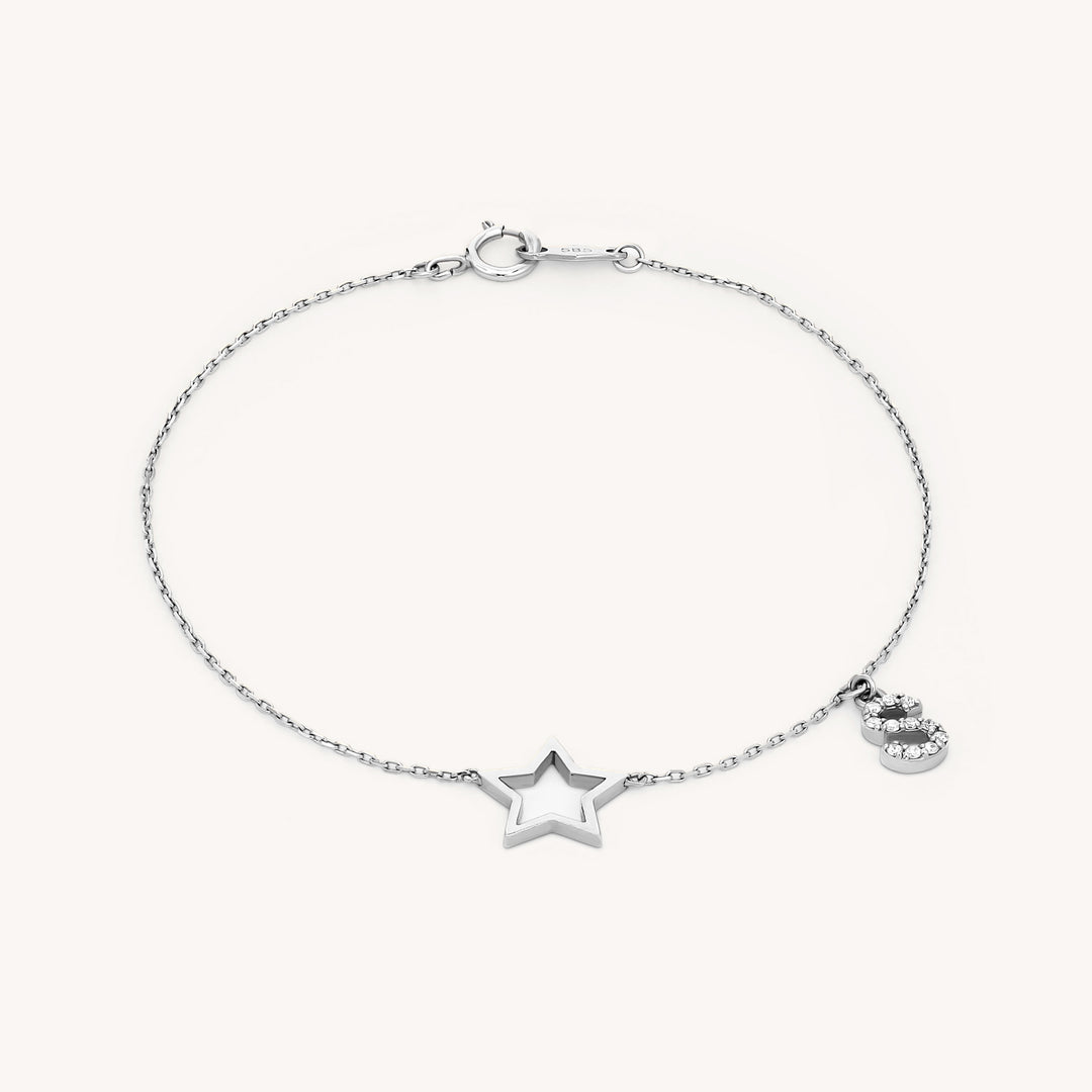 Twinkle Delight: Star & Diamond Initial Charm Bracelet