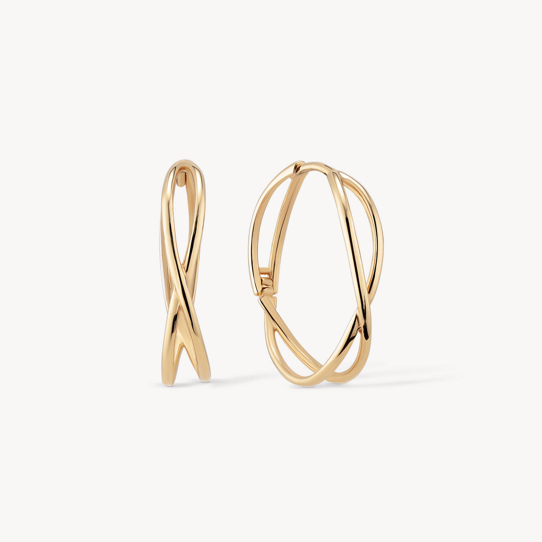 Twisted Infinity Hoop Earrings – 14K Gold Sculptural Hoops