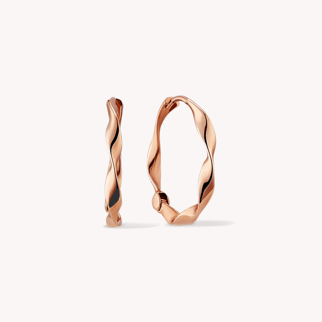 Twist of Elegance Hoop Earrings – 14K Solid Gold Twisted Hoops