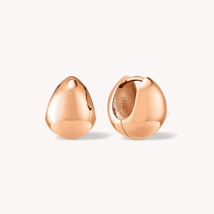 Bold Teardrop Hoop Bold Chunky Huggie Earrings in 14K Solid Gold