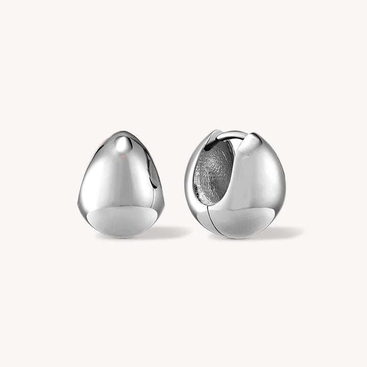 Bold Teardrop Hoop Bold Chunky Huggie Earrings in 14K Solid Gold